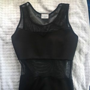 Black mesh body con dress